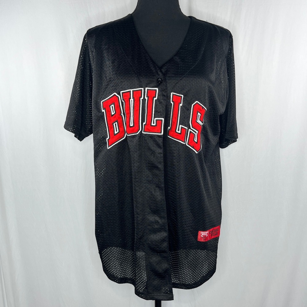 NBA Chicago Bulls Jersey Mesh Button Up 66 Basketball Jersey Black S